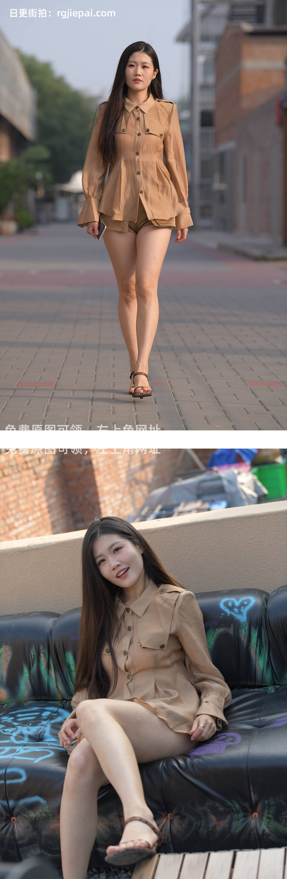 魔镜街拍免费图库!连衣短裤套装小姐姐摄影